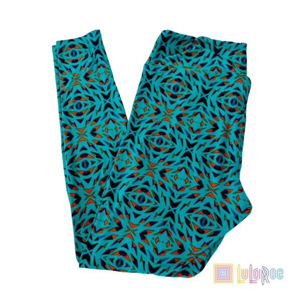 LuLaroe Leggings Teal PDX Kaleidoscope Print Teal Size 12-18 Tall & Curvy NEW! - Picture 1 of 12